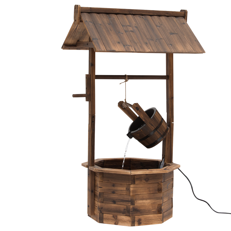 Outsunny Gartenbrunnen Zierbrunnen Wasserfall massiv aus Holz 68 x 57 x 118 cm regulierbar in Braun für Garten & Terrasse Aosom.de – Bild 1 von 2
