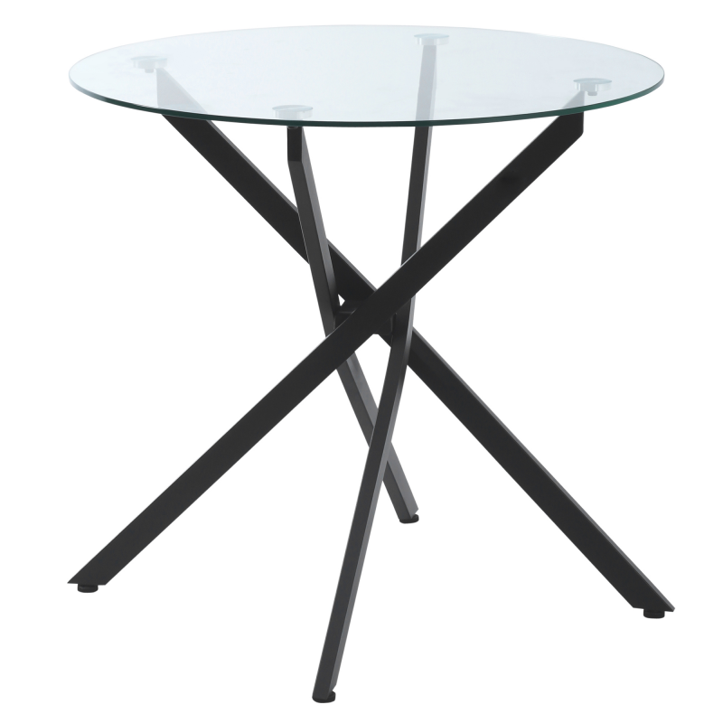 HOMCOM Couchtisch runder Glastisch Schwarz Beistelltisch mit Sicherheitsglas & Metallgestell 80x80x75 cm modern & stilvoll Aosom.de – Bild 1 von 2