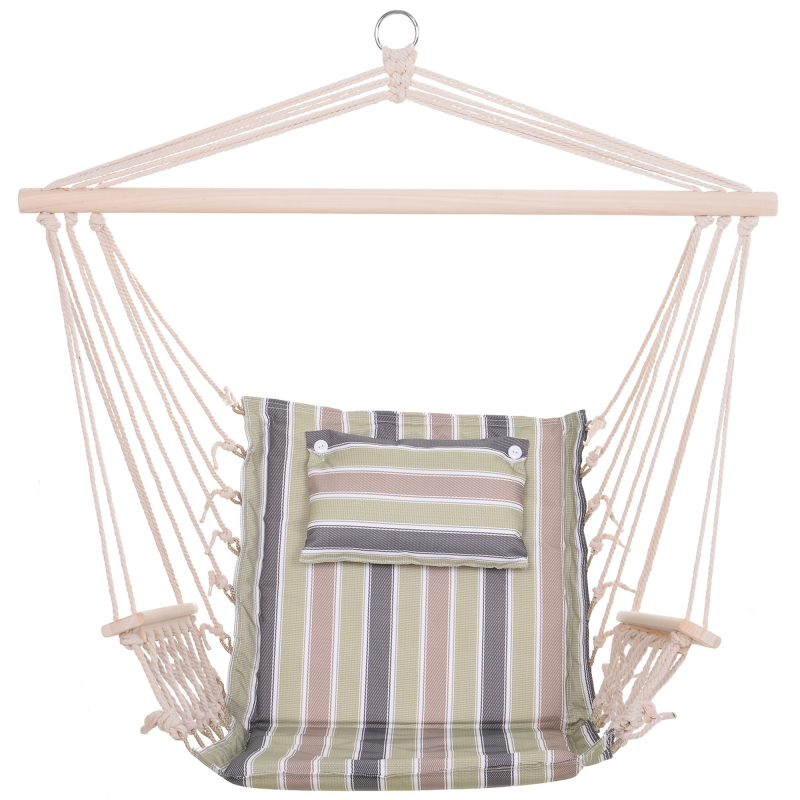 Outsunny Hängesessel mit Querstrebe und Kissen, Hängestuhl, hängesitz,h ängeschaukel, Leicht zu tragen, einfach verpackung und Aufbewahrung, bis 100 kg belastbar, mehrfarbig 100 x 106 cm Aosom – Bild 1 von 2