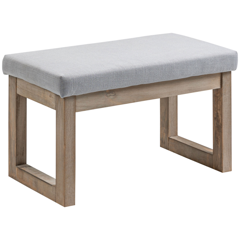 HOMCOM Fußbank Polsterhocker mit Holzbeinen 68x38x42 cm grau Sitzhocker für Wohnzimmer Schlafzimmer Eingangbank Aosom.de – Bild 1 von 2