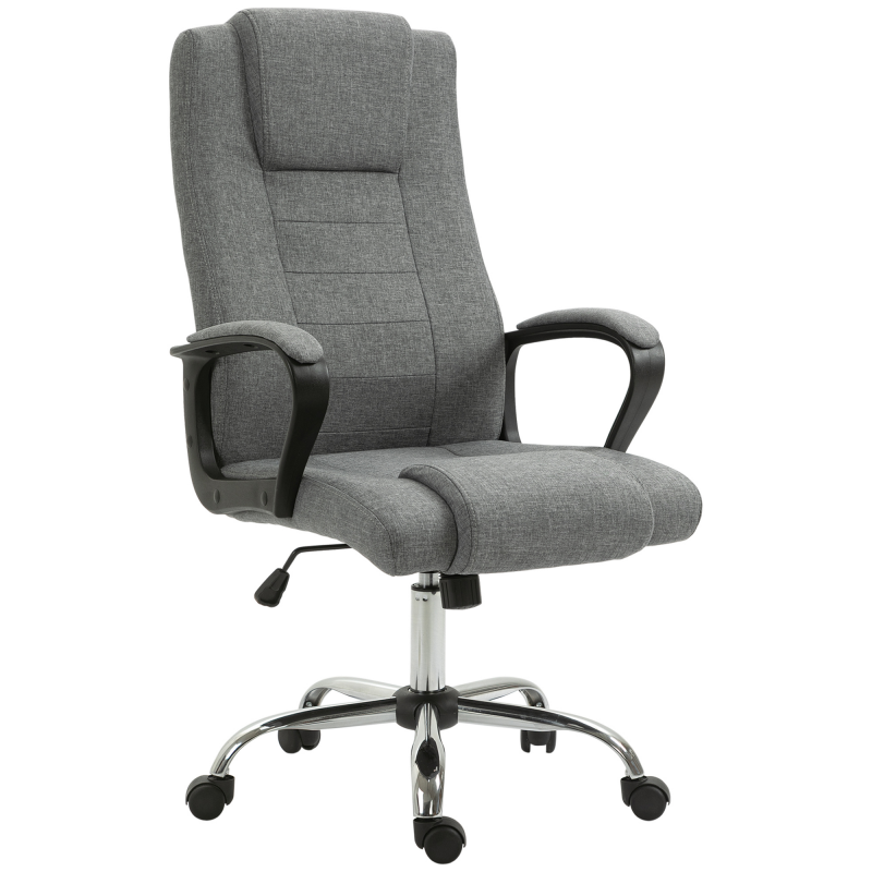 Vinsetto Schreibtischstuhl ergonomisch höhenverstellbar 110-119H cm mit Wippenfunktion und grauem Bezug für Büro und Homeoffice Aosom.de – Bild 1 von 2