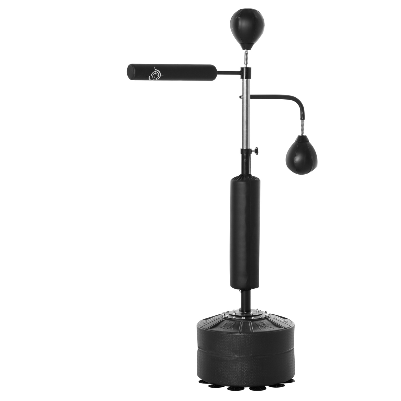 HOMCOM Boxstand Standbox-Trainer mit 2 Speedbällen, höhenverstellbar 160-230cm, Reflexstange & Saugnapf-Basis, Schwarz für Fitness & Training Aosom.de – Bild 1 von 2