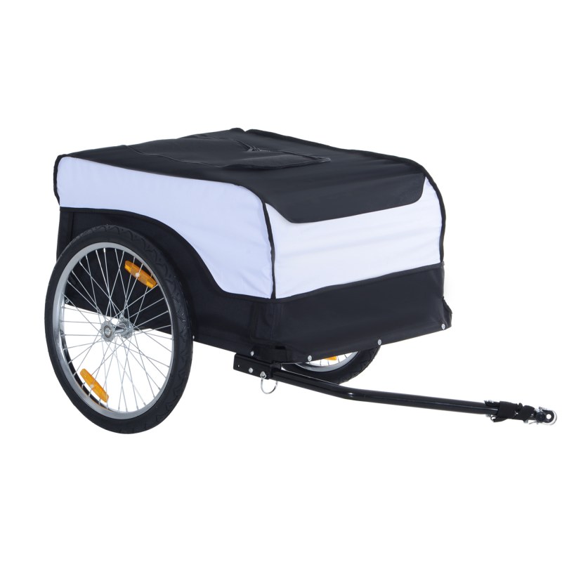 HOMCOM Handwagen 40 kg Belastbarkeit, faltbar, Weiß und Schwarz, Stahl und Oxford, 140x77x65cm für Garten und Transport Aosom.de – Bild 1 von 2