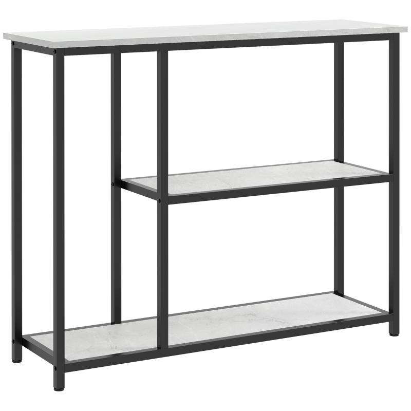 HOMCOM Konsolentisch Flurtisch mit 2 Ebenen Beistelltisch Sofatisch mit Kippschutz Stahl Weiß 100 x 30 x 80 cm für Wohnzimmer & Flur Aosom.de – Bild 1 von 2