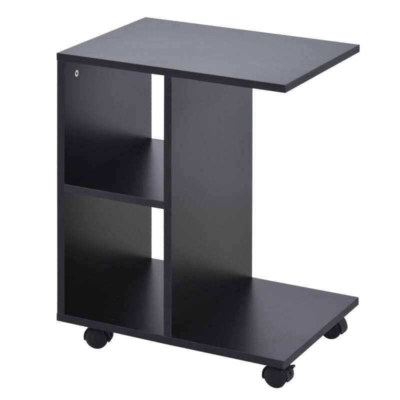 HOMCOM Couchtisch Beistelltisch Eckschreibtisch in C-Form Kaffeetisch Standtisch E1-Spanplatte Schwarz 45 x 35 x 58 cm Aosom – Bild 1 von 2