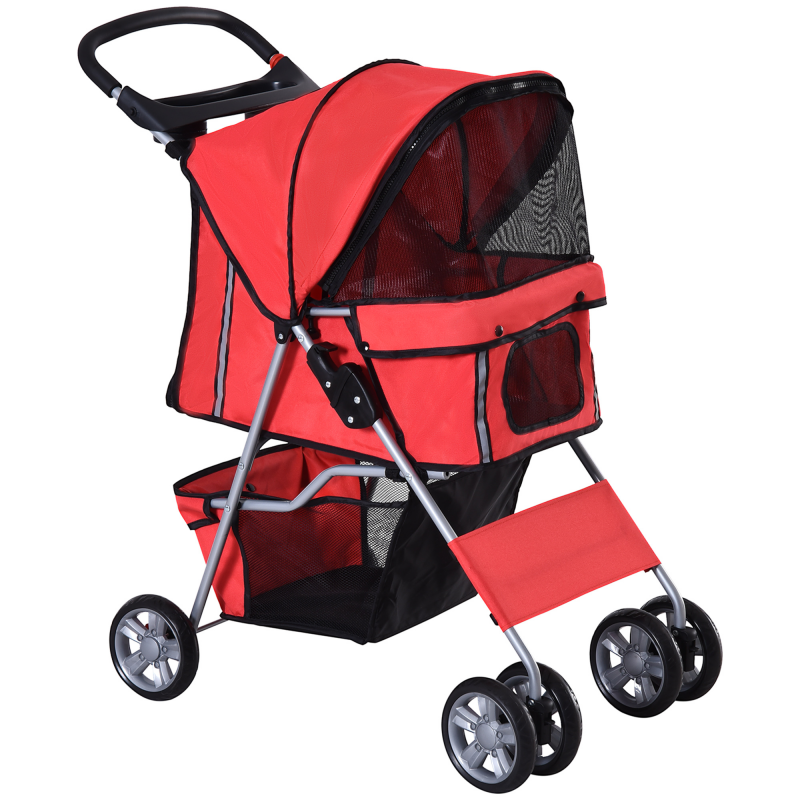 PawHut Hundebuggy Hundewagen in Rot, Hundekinderwagen Buggy Stroller Jogger Anhänger, Leicht & Faltbar Aosom – Bild 1 von 2