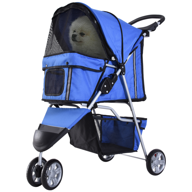 PawHut Hundewagen Hundebuggy für Hunde und Katzen mehrfarbig Blau, faltbar & leicht, ideal für Ausflüge Aosom.de – Bild 1 von 2