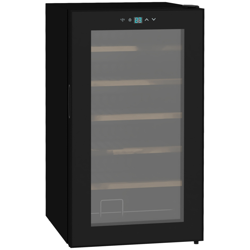 HOMCOM Weinkühlschrank klein Wohnzimmer für 24 Flaschen, einstellbare Temperatur 5 bis 20° C, LED-Beleuchtung, schwarz, 43 x 45 x 75 cm Aosom – Bild 1 von 2