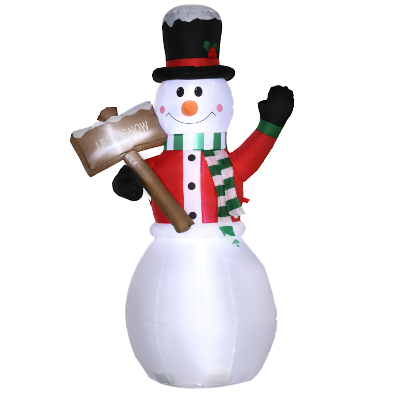 Outsunny aufblasbarer Schneemann 180 cm mit LED Licht und Schild, IP44, perfekte Weihnachtsdekoration für drinnen und draußen Aosom.de – Bild 1 von 2