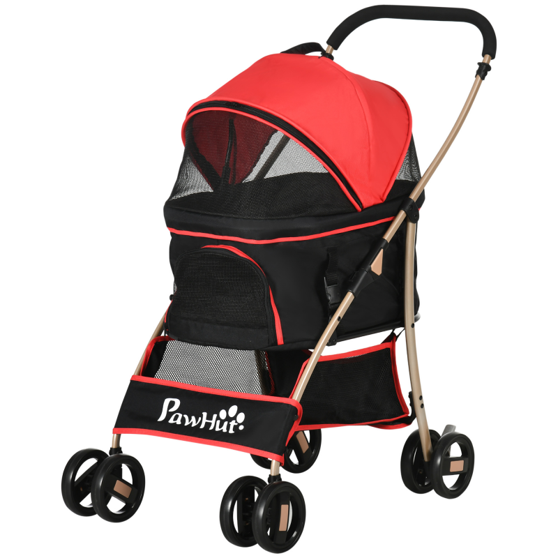 PawHut Hundewagen, 2 in 1 Hundetrolley, Tragetasche, faltbarer Hundebuggy mit Kissen, für kleine Hunde, Katzen, Netzfenster, Oxfordstoff Aosom – Bild 1 von 2