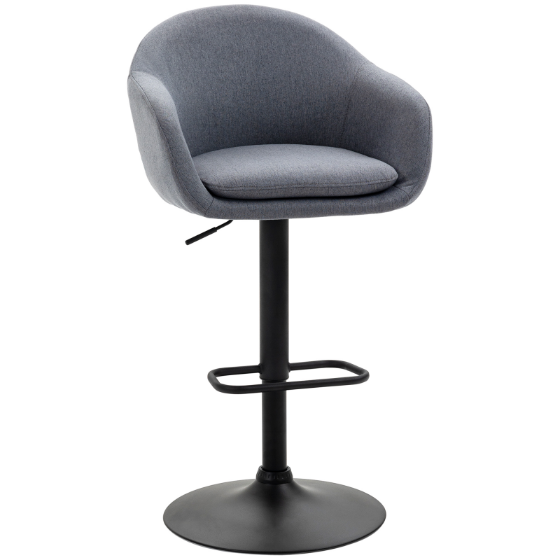 HOMCOM Barhocker höhenverstellbar mit Lehne und mit Fußstütze; 110kg belastbar Leinenoptik, 54 cm x 54 cm x 112 cm, Grau Aosom.de – Bild 1 von 2