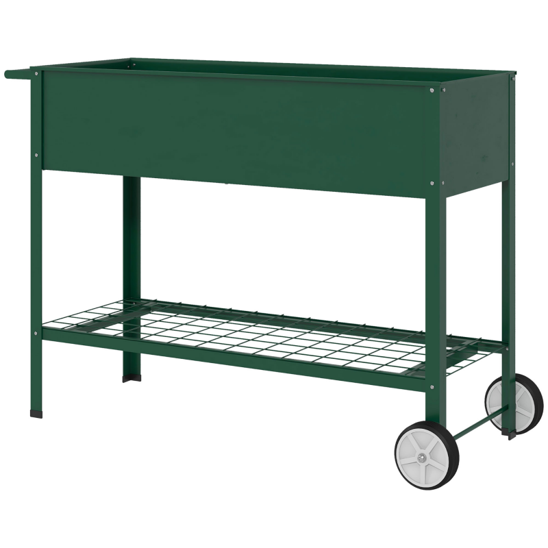 Outsunny Hochbeet mit Rädern, Regal Kräuterbeet Pflanzenbeet Metall für Garten, Balkon Grün 109 x 44 x 80 cm Aosom – Bild 1 von 2