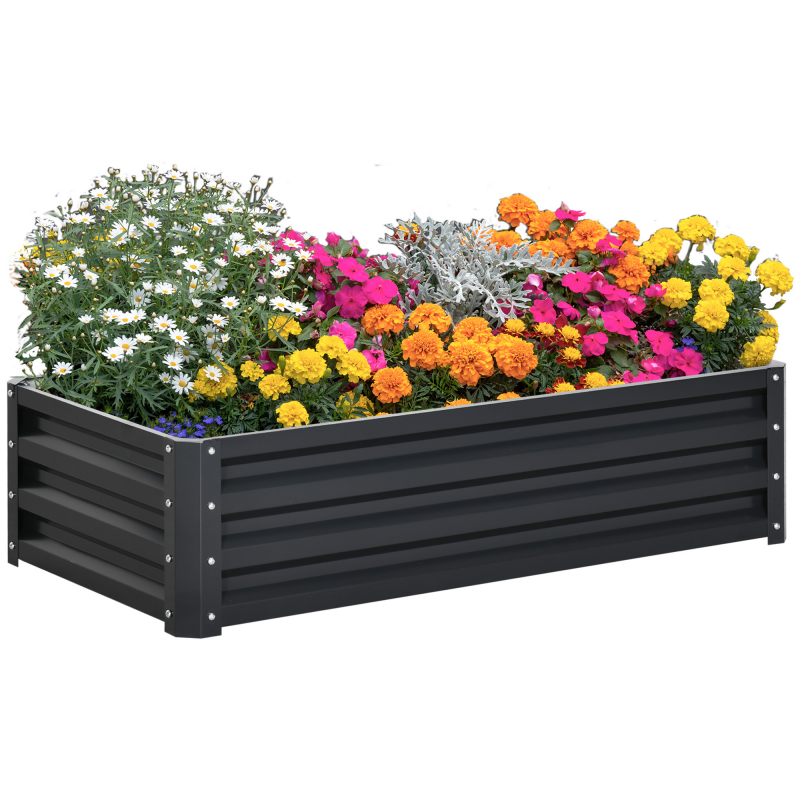 Outsunny Hochbeet aus Stahl, rostfreier Pflanzkasten 120 x 60 x 30,5 cm, offenes Gemüsebeet & Kräuterbeet für Garten und Balkon, Grau Aosom.de – Bild 1 von 2