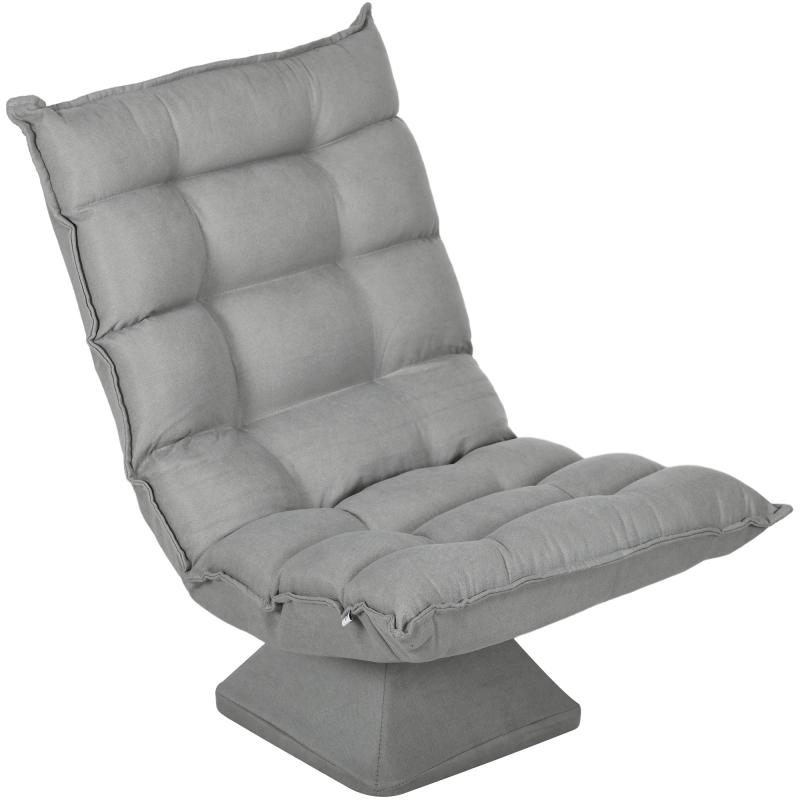 HOMCOM Bodenstuhl verstellbares drehbares Bodensofa Meditationsstuhl Relaxsessel Lazy Sofa für Wohnzimmer Büro hellgrau Aosom.de – Bild 1 von 2