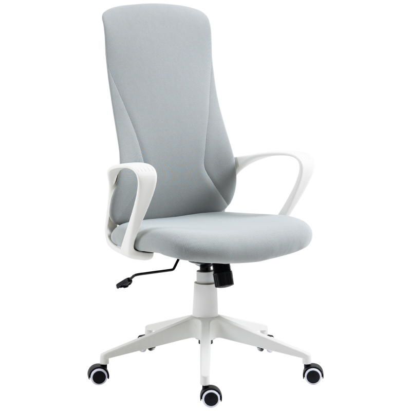 Vinsetto Bürostuhl höhenverstellbar mit Wippfunktion ergonomischer Drehstuhl aus Stretchstoff in Hellgrau für Büro & Homeoffice Aosom.de – Bild 1 von 2