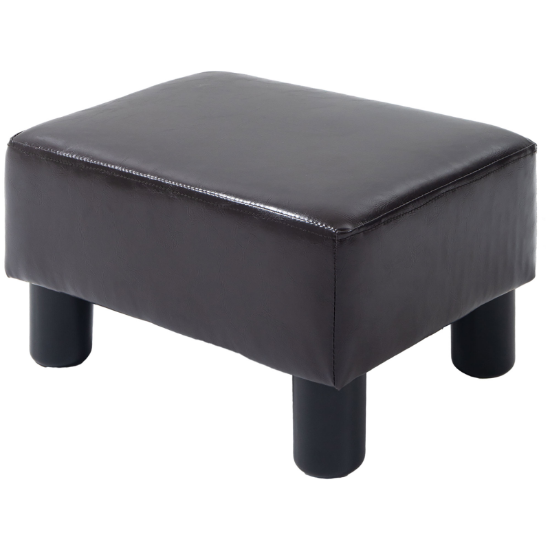 HOMCOM Fußhocker Sitzhocker, Rechteckiger Ottoman, Fußstütze, Kunstleder, bis 100kg, für Wohnzimmer, Kaffee Aosom – Bild 1 von 2
