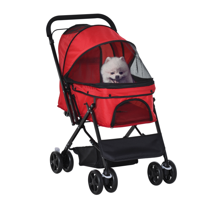 PawHut Hundewagen Oxford Rot 76,5x52x95cm Kleine Hunde & Katzen Aosom – Bild 1 von 2