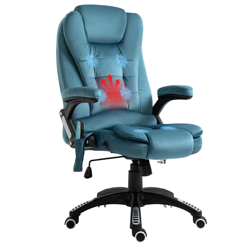 Vinsetto Bürosessel mit Massage- und Wärmefunktion, höhenverstellbarer Gamingstuhl bis 120kg, 68x72x110-120cm, Blau Aosom.de – Bild 1 von 2