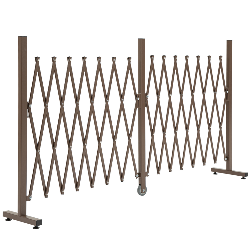 Outsunny Scherengitter Absperrgitter Scherensperre ausziehbar 52-405cm Garten Alu Braun H103,5cm Aosom – Bild 1 von 2