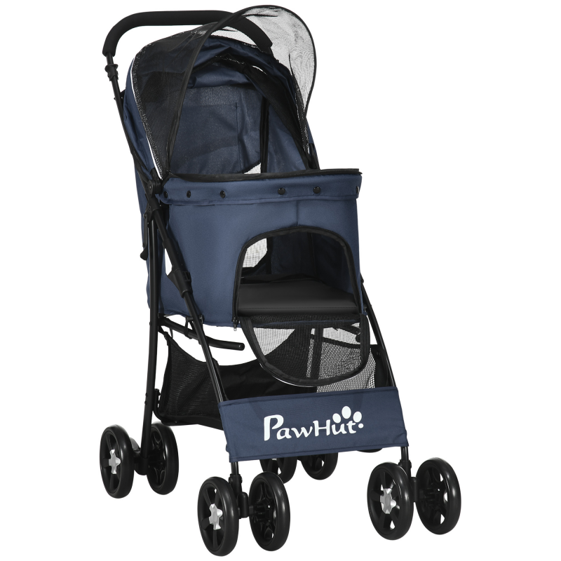 PawHut Hundewagen faltbarer Hundebuggy mit Kissen 4 Rädern Netzfenster für kleine Hunde und Katzen 600D Oxfordmaterial Aosom.de – Bild 1 von 2