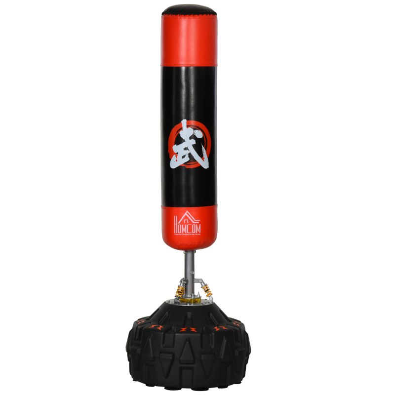 HOMCOM Standboxsack freistehendes Boxtrainingsgerät für Erwachsene mit Saugfuß Schwarz Rot 60x60x180cm ideal für Fitness und Selbstverteidigung Aosom.de – Bild 1 von 2