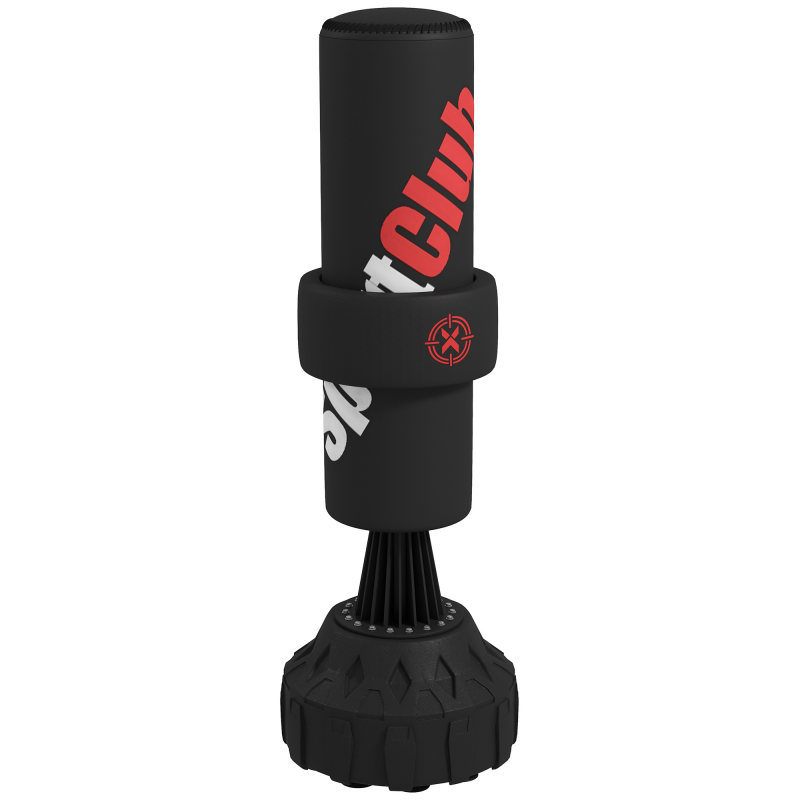 SPORTNOW Stehender Boxsack 65-175 cm Kickboxsack mit Saugfuß und Boxbandagen, Punchingsack aus Kunststoff in Schwarz für Training Aosom.de – Bild 1 von 2