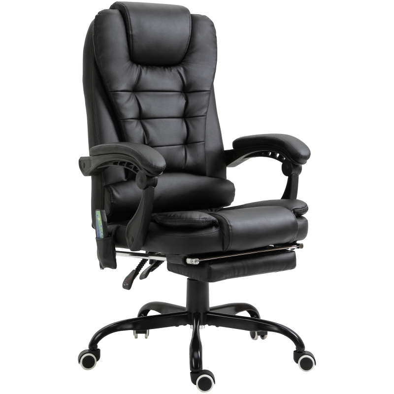 Vinsetto Massagesessel 7 Punkte, höhenverstellbarer Drehstuhl mit Fußstütze und Rückenpolster, 67 x 79 x 111-121 cm, für Entspannung & Komfort Aosom.de – Bild 1 von 2