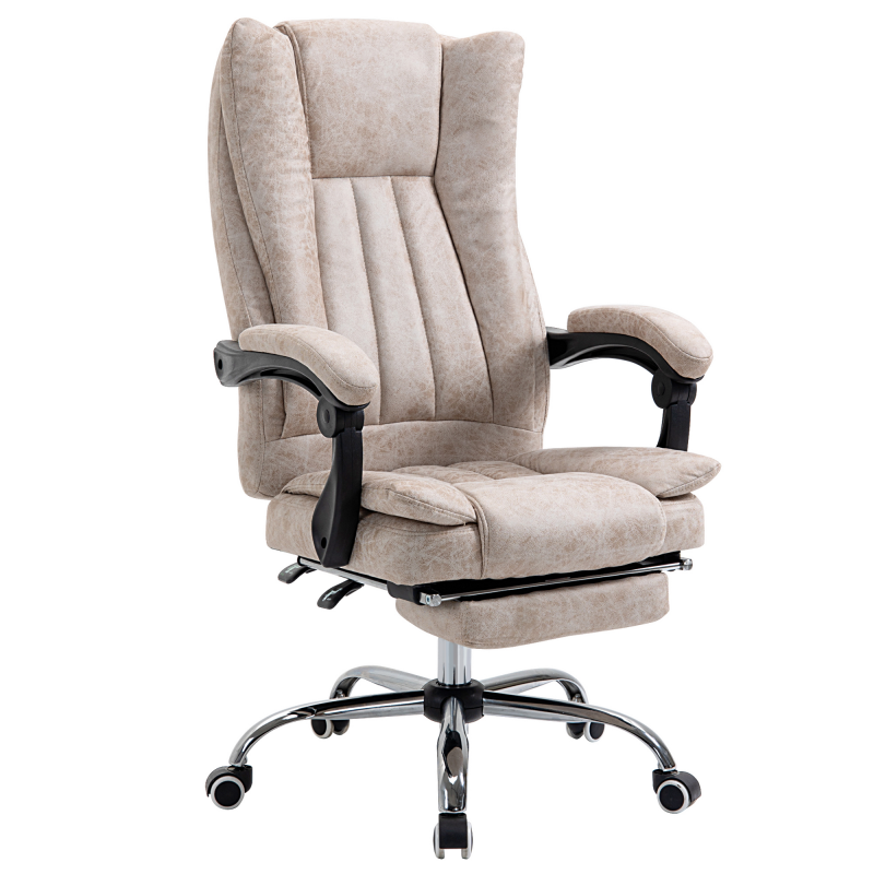 Vinsetto Bürostuhl Drehstuhl mit Liegefunktion & Fußstütze, höhenverstellbar, Mikrofaser, 63 x 71 x 110-118 cm für komfortables Arbeiten Aosom.de – Bild 1 von 2