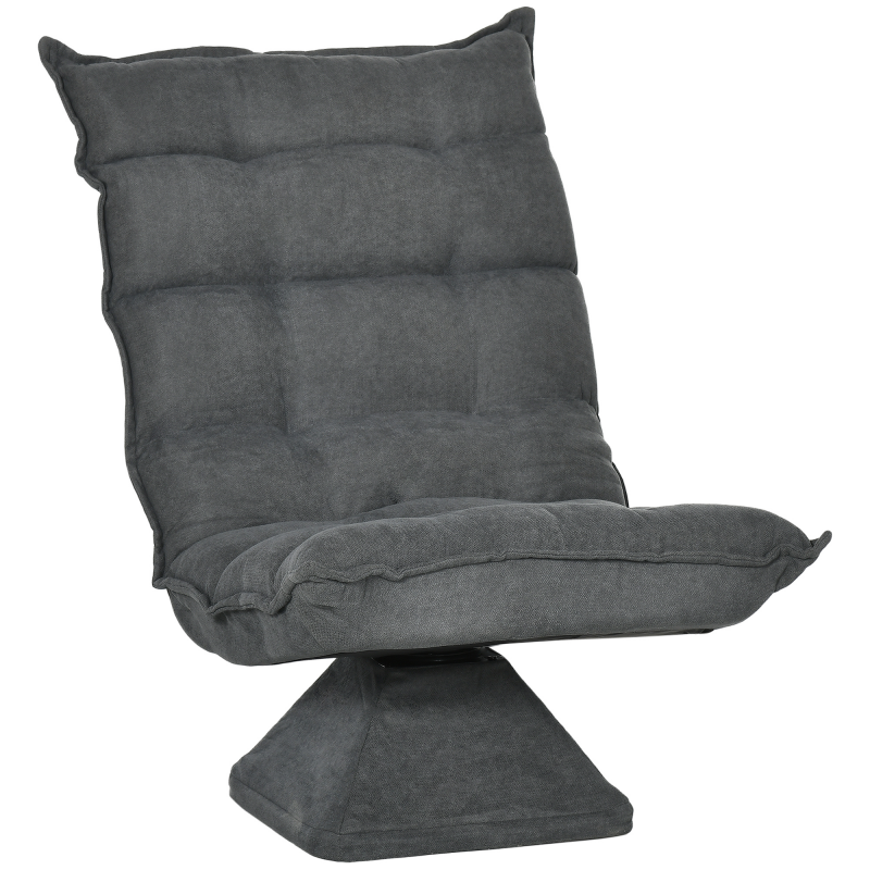 HOMCOM Bodenstuhl Bodensofa mit verstellbarer Rückenlehne, drehbarer Relaxsessel, Bodensitzkissen für Wohnzimmer und Büro, grau aus Mikrofaser Aosom.de – Bild 1 von 2