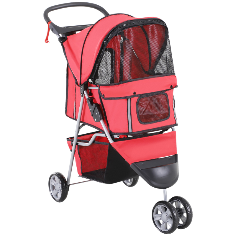 PawHut Hundewagen Mehrfarbiger Hundebuggy für Spaziergänge, leicht & faltbar, für Hunde und Katzen, rot Aosom.de – Bild 1 von 2