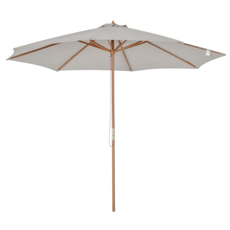 Outsunny Gartenschirm Holz 300 cm, Holzschirm Balkonschirm aus Bambus in Grau, ideal für Terrasse & Garten Aosom.de – Bild 1 von 2