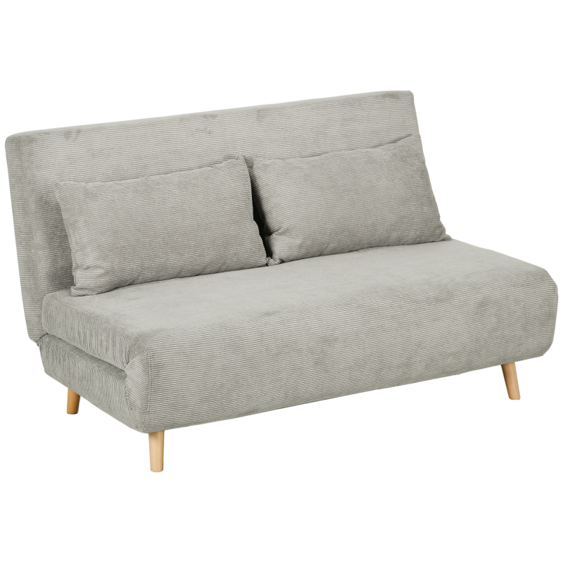 HOMCOM Schlafsofa, Klappbett mit Bettfunktion, Rückenkissen, Polstersofa mit Verstellbarer Rückenlehne, Samtoptik, 141 x 90 x 81 cm, Grau Aosom – Bild 1 von 2