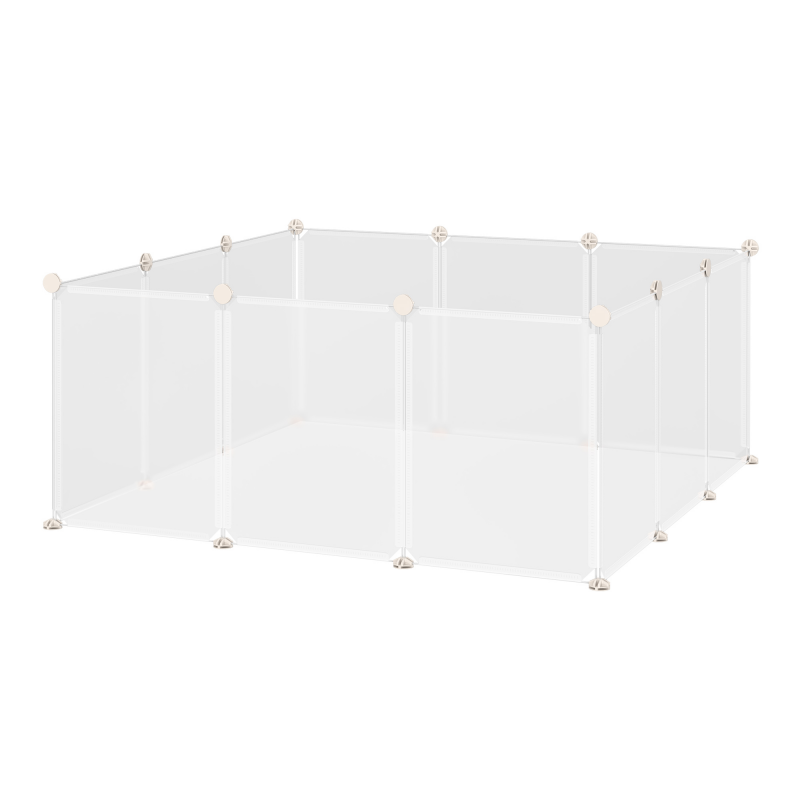PawHut Freilaufgehege DIY Gittergehege für kleine Haustiere 105x105x45cm 12 Platten weiß für Innenbereich & Außenbereich Aosom.de – Bild 1 von 2