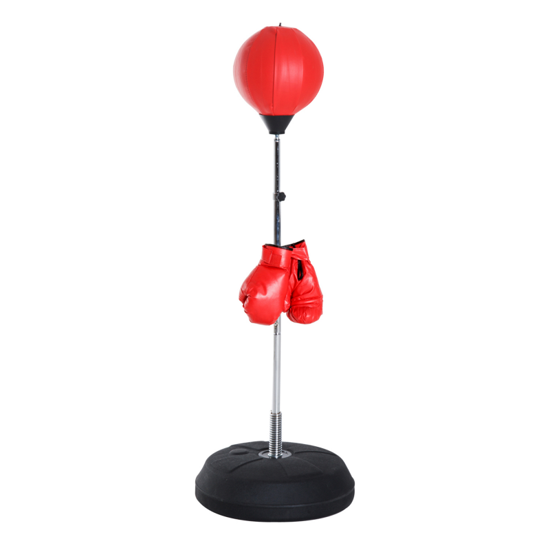 SPORTNOW Boxsack, 1,26-1,44 m Boxständer mit Handschuhe, Punchingball, höhenverstellbar Standboxball, Standboxtrainer für Boxing, Kunstleder Aosom – Bild 1 von 2
