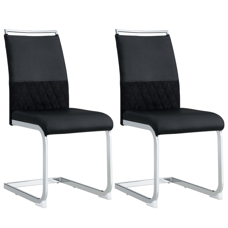 Set aus 2 modernen Esszimmerstühlen mit hoher Rückenlehne aus PU & gepolstertem Leinen, ergonomisches Design für Küche & Büro, Schwarz Aosom.de – Bild 1 von 2