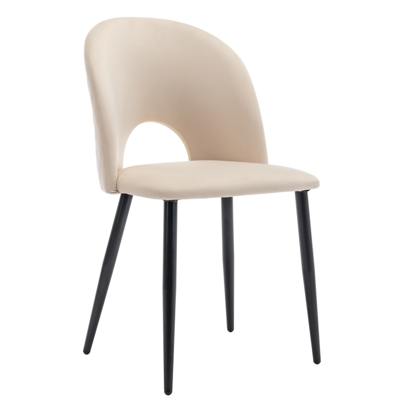 Set aus 2 gepolsterten Esszimmerstühlen aus Samt mit diamantierter Rückenlehne und Metallrahmen, Beige – Bild 1 von 2