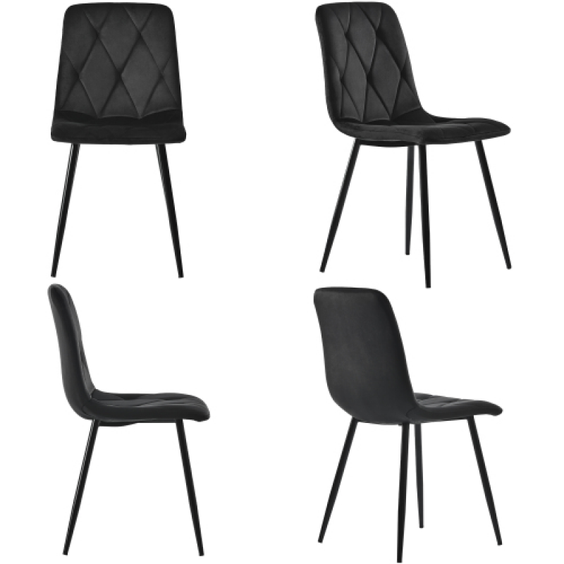 Esszimmerstühle, 4 Set Komfortable Moderne Metall Essstühle mit Samtoptik Rückenlehne Schwarz Elegant Design, 45 x 40 x 86 cm Aosom.de – Bild 1 von 2