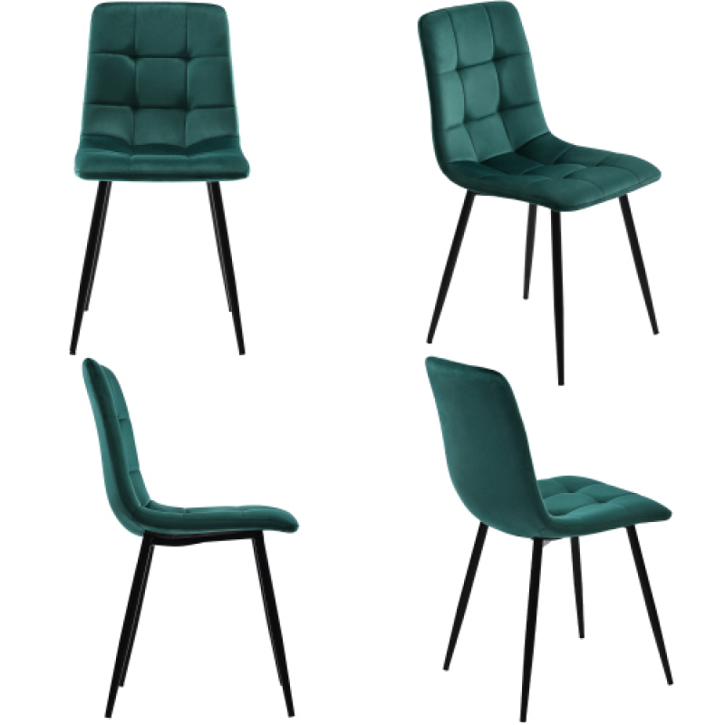 Esszimmerstühle, Vierer-Set Samtoptik gepolstert mit Rückenlehne und Metallrahmen Café Stühle modern, tot 150 kg, 70,5Lx 66 x 45 cm, Grün Aosom.de – Bild 1 von 2
