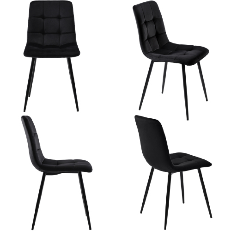Esstisch stühle, Set aus 4 gepolsterten küchenstühle, Ergonomisches Design, Robuste Metallbeine, Einfache Montage, bis 150 kg, 44x46x86 cm, Schwarz – Bild 1 von 2