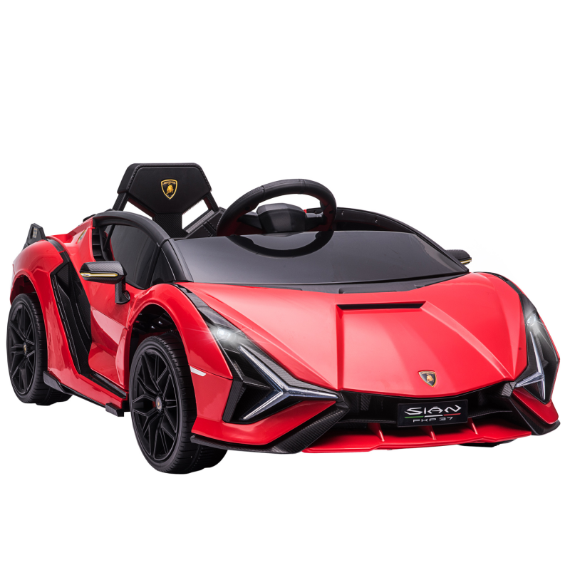 HOMCOM Kinderfahrzeug 12V 2 Fahrmodi Lamborghini SIAN SUV-Auto-Spielzeug Elektroauto mit Fernbedienung Musik(MP3/USB), Monate Metall Rot Aosom – Bild 1 von 2