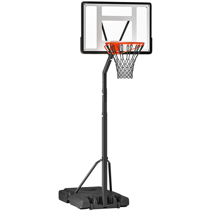 HOMCOM Mobiler Basketballständer Basketballkorb höhenverstellbar aus Stahl und Kunststoff schwarz 90 x 165 x 302-352 cm für Garten und Sportplatz Aosom.de – Bild 1 von 2