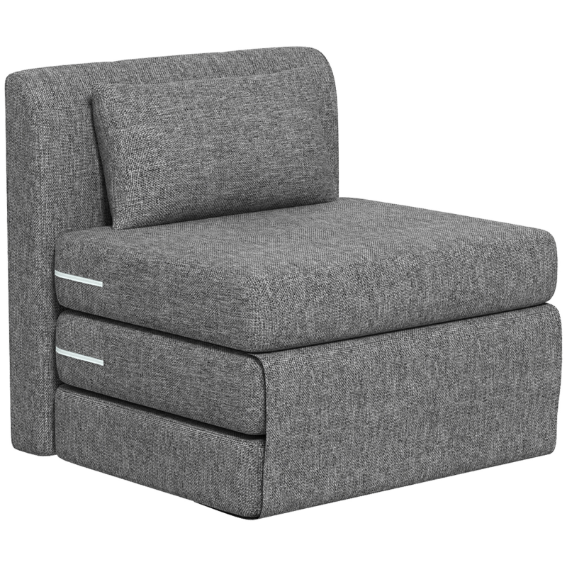 HOMCOM Bodensessel 2-in-1 Klappbar Schlafsofa mit Leinenoptik, Gepolstert Bodenstuhl bis 240 kg belastbar für Wohnzimmer, Schlafzimmer, Grau Aosom – Bild 1 von 2