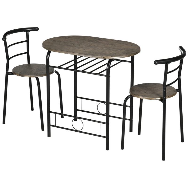 HOMCOM Bistro-Set Esstisch Küchentisch mit Stühlen Set, 1 Tisch, 2 Stühle, 80 cm x 53 cm x 74,5 cm, Schwarz Aosom – Bild 1 von 2