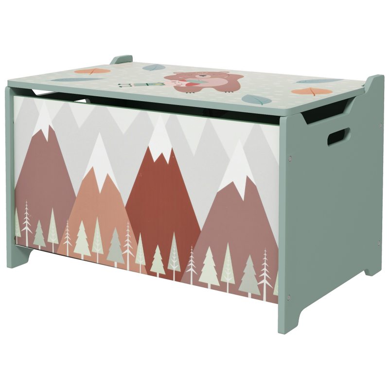 ZONEKIZ Spielzeugkiste mit Deckel, Spielzeugtruhe mit niedlichem Tierdesign, Aufbewahrungsbox mit Deckel-Sicherheitsscharnier, Griff, für Kinderzimmer, Schlafzimmer, Grün Aosom – Bild 1 von 2
