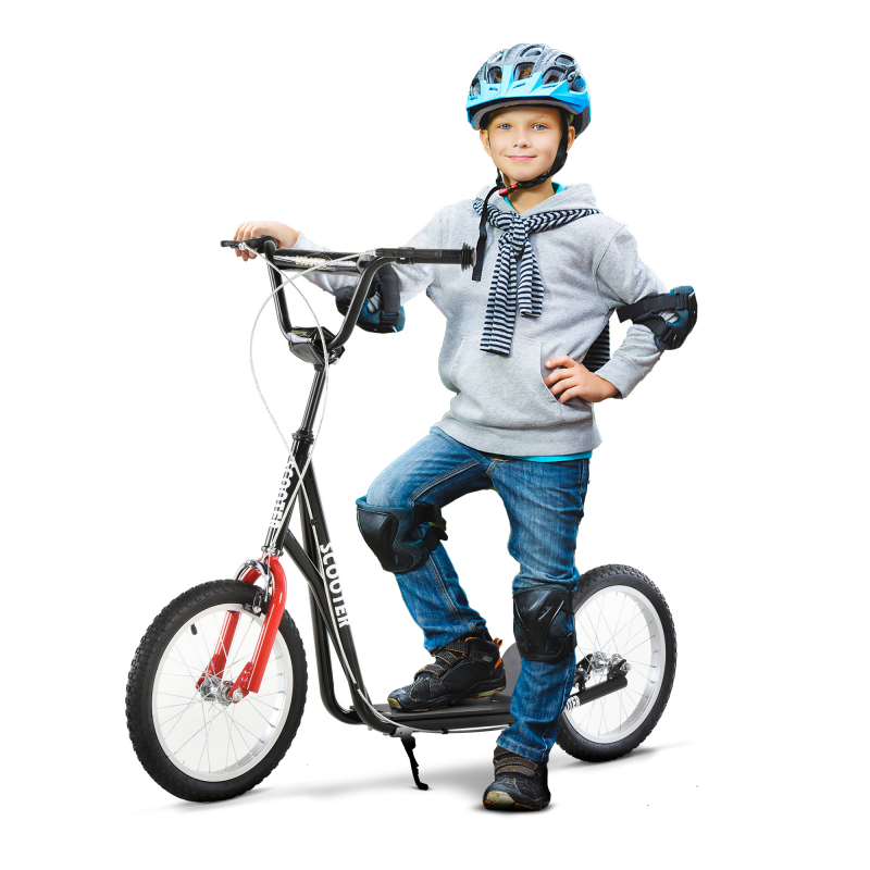 HOMCOM Scooter Roller für Kinder ab 5 Jahre Tretroller mit Luftreifen & Handbremse, Cityroller, Stabil & Sicher, Blau Aosom – Bild 1 von 2