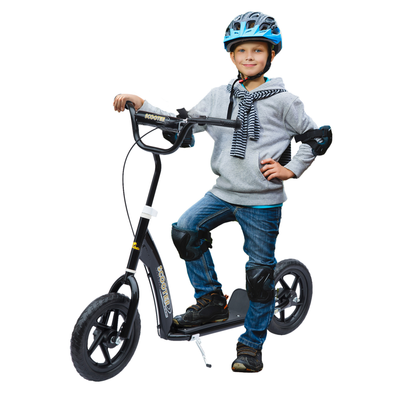 HOMCOM Kinderroller Kickscooter 12 Zoll mit Hinterbremse, höhenverstellbarer Tretroller in Schwarz, stabiler Stahl & EVA, ideal für Kinder Aosom.de – Bild 1 von 2