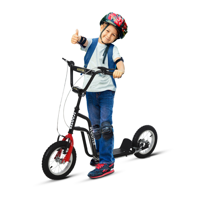 HOMCOM Kinderroller Scooter Cityroller ab 5 Jahren Kickboard mit 12 Zoll Luftreifen in Schwarz 120x58x75-80 cm für sicheren Fahrspaß Aosom.de – Bild 1 von 2