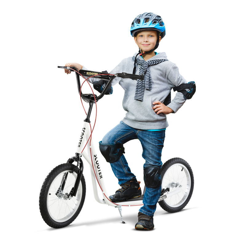 HOMCOM Kinderroller, Tretroller, Cityroller, Kickscooter, Roller Kinder, Kickboard mit Luftreifen, Handbremse, Scooter Kinder, faltbar Aosom – Bild 1 von 2