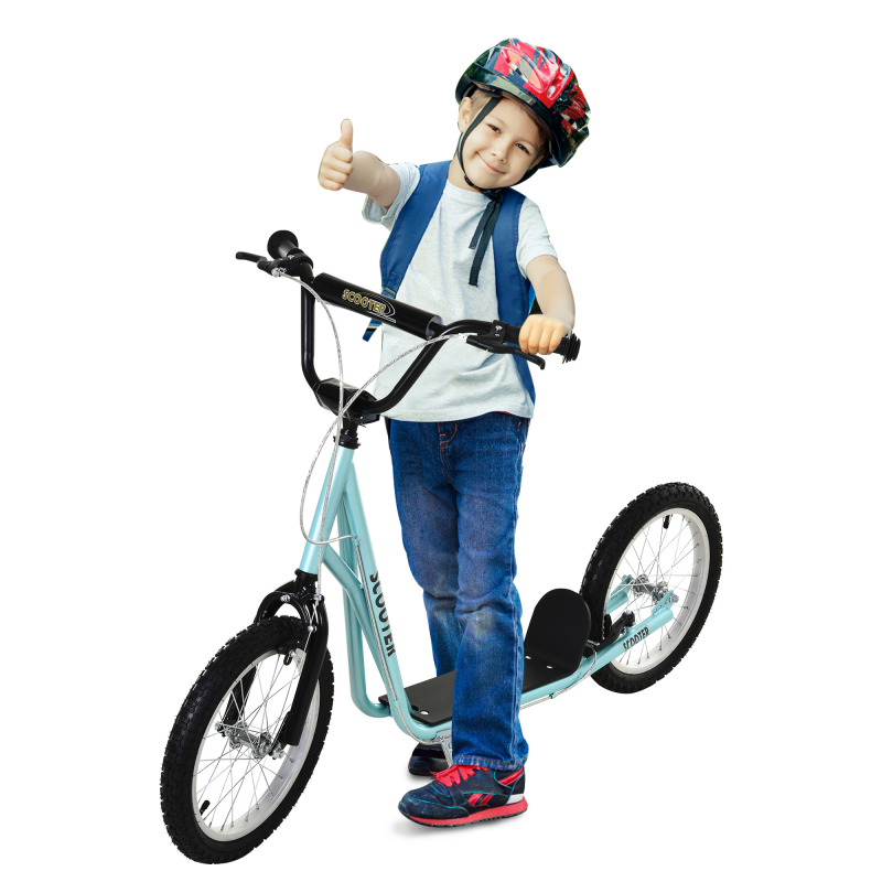 HOMCOM Kinderroller Scooter Faltbarer Tretroller mit Luftreifen & Handbremse, Cityroller, Abenteuer für Kinder ab 5 Jahre, 16 Zoll Aosom – Bild 1 von 2