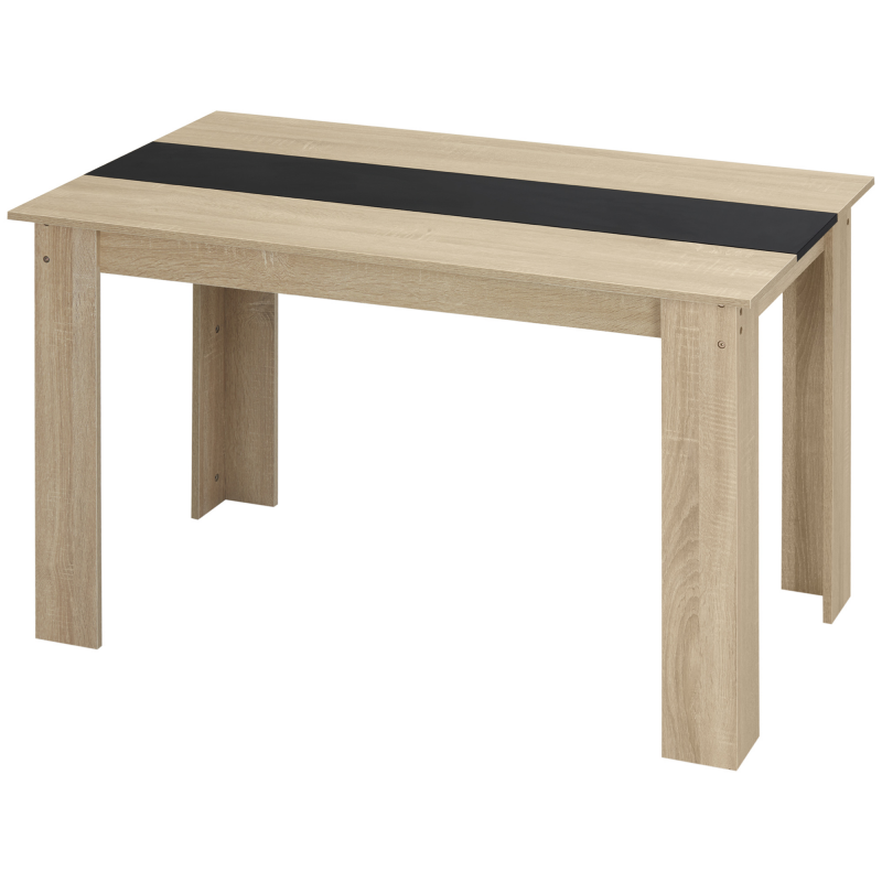 HOMCOM Esstisch im modernen Design mit großer Tischplatte für 4-6 Personen aus Spanplatte, Maße 120L x 69B x 75H cm in Schwarz und Natur Aosom – Bild 1 von 2